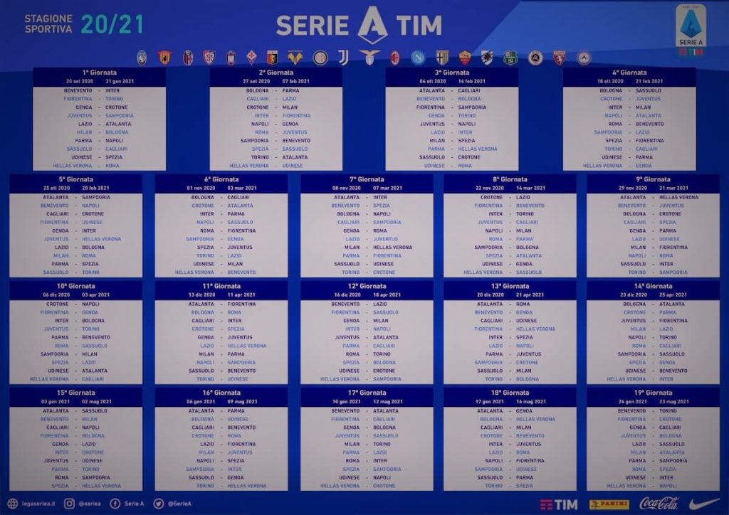Anticipi E Posticipi Serie A 2020 2021 1 4 Giornata Sportinmedia