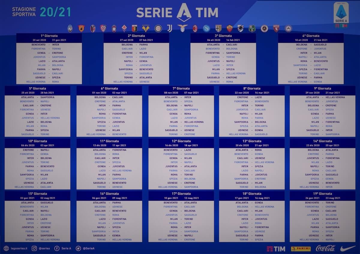 Anticipi E Posticipi Serie A 2020 2021 1 4 Giornata Sportinmedia