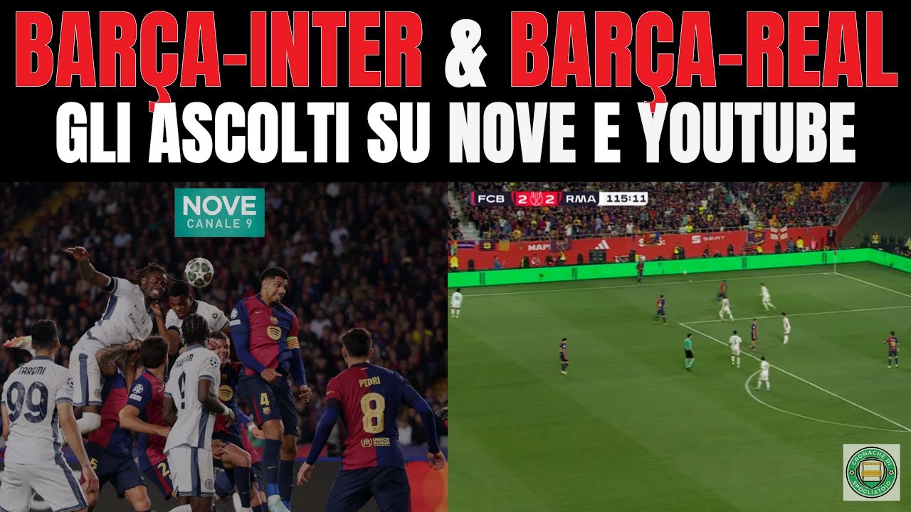 Gli Ascolti Tv di Barcellona-Inter sul Nove e di Barcellona-Real Madrid su Cronache di Spogliatoio