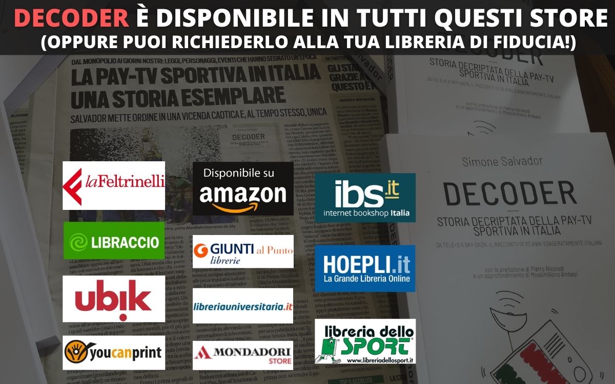 Dove acquistare il libro “Decoder – Storia decriptata della Pay-Tv Sportiva in Italia” (con estratto ed elenco librerie/store)