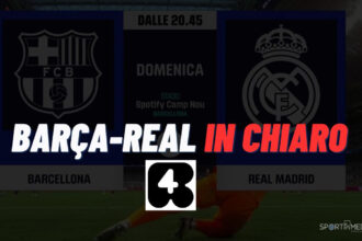 Barcellona Real 10 maggio 2026 in chiaro Rete 4 orario telecronisti ok