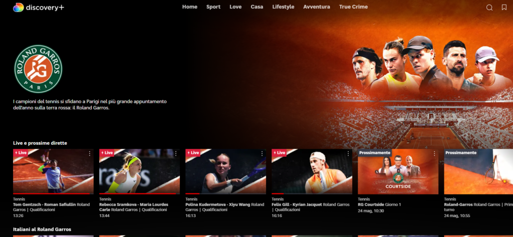 Roland Garros 2026 Discovery Plus Eurosport telecronisti