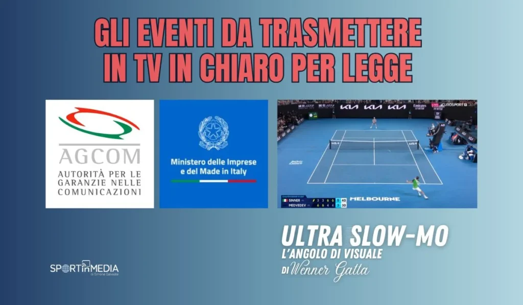 eventi in chiaro per legge elenco agcome MIMIT wenner gatta sportinmedia