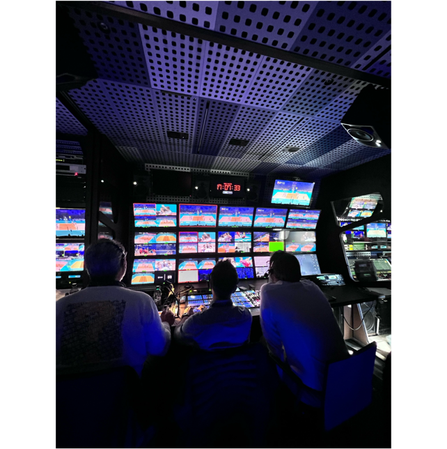 Regia e tolda di comando della produzione televisiva CEV Champions League volley