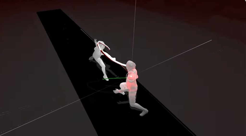 Ricostruzione tridimensionale animata dell'assalto di scherma