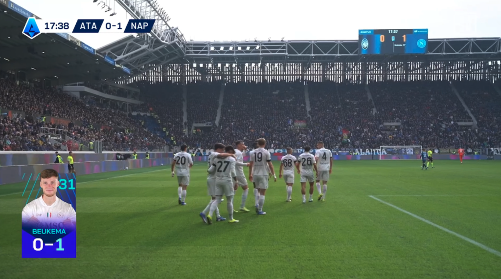 Card grafica dopo un gol Serie A DAZN
